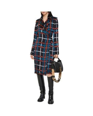 Burberry Belt Check Viscose Trench Dress - Blue