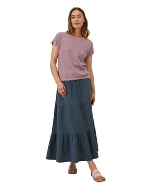 Pact Beachside Linen Short Sleeve Top Made With Organic Cotton - Purple