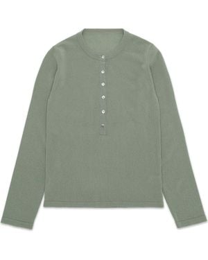 Fortela Lou Cashmere Henley Knit - Green