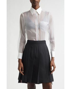Thom Browne Silk Organza Button-Up Shirt - White