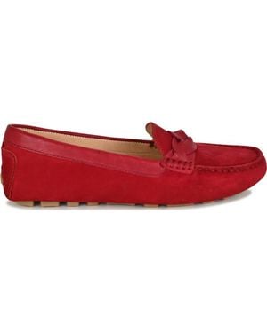 Joan Oloff Shoes Piper Leather Driving Loafer - Red