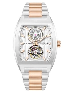 Kenneth Cole The Milford Tonneau Open Heart Automatic Bracelet Watch, 40Mm X 52.5Mm - Gray