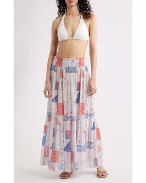 LoveShackFancy Umber Cotton Maxi Skirt - White
