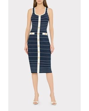 MILLY Mari Metallic Stripe Sleeveless Dress - Blue