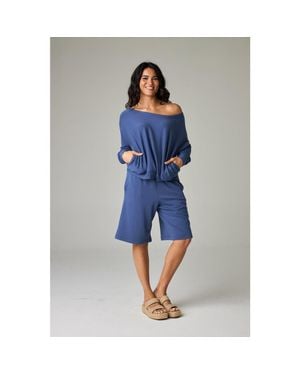 eavolu® Baikal Eco-Luxe Fleece Bermuda Short - Blue