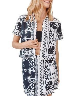 Bella Dahl Bandana Print Button-Up Top - Blue