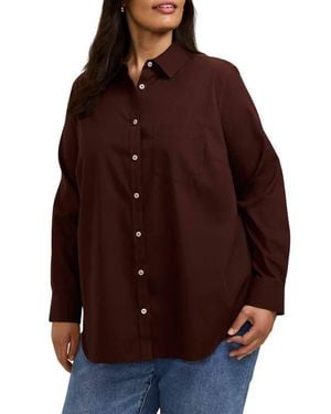 Foxcroft Boyfriend Non-Iron Cotton Blouse - Brown