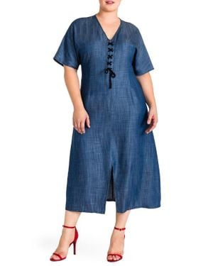 Standards & Practices Meme Chambray Midi Dress - Blue