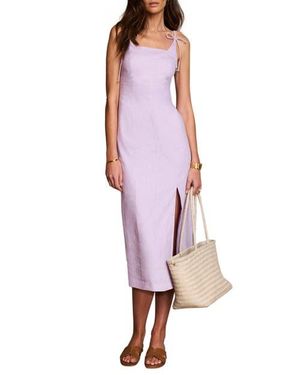 Mint Velvet Linen Bow Detail Midi Dress - Red