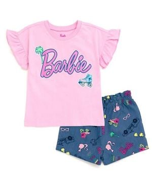 Barbie T-Shirt & Chambray Shorts Set - Pink