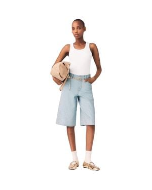 Maje Rhinestone Bermuda Shorts - Blue