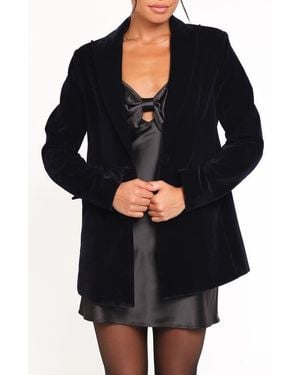 Petal & Pup Clive Two-Button Velvet Blazer - Black