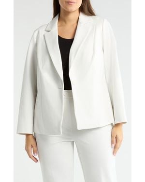 Kasper One-Button Seamed Waist Blazer - White