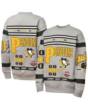 Mitchell & Ness Youth Pittsburgh Penguins Allover Print Fleece Crewneck Sweatshirt - Metallic