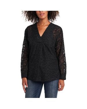 Vince Camuto Animal Clip Jacquard Blouse - Black