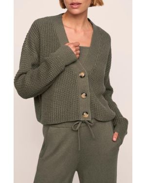 Eberjey Waffle Knit Crop Cardigan - Green