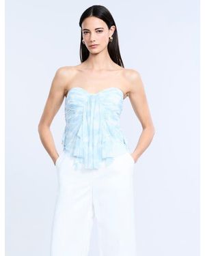 BCBGMAXAZRIA Printed Mesh Corset - White