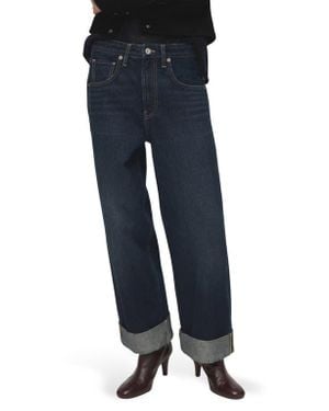 Mango Cuffed Mid Rise Wide Leg Jeans - Blue