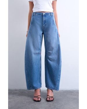 TOPSHOP High Waist Barrel Jeans - Blue