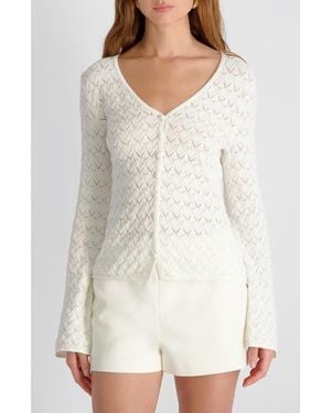 French Connection Mozart Heartleaf Pointelle Cotton Cardigan - White
