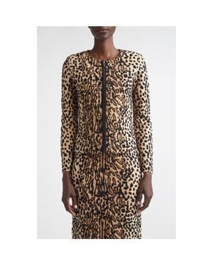 St. John Leopard Jacquard Knit Jacket - Multicolor