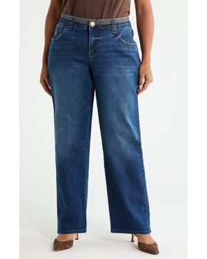 Wit & Wisdom Contrast Trim Straight Leg Jeans - Blue