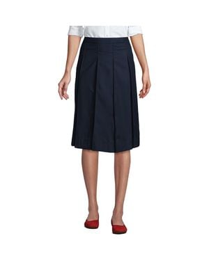 Lands' End School Uniform Solid Box Pleat Skirt Below The Knee - Blue