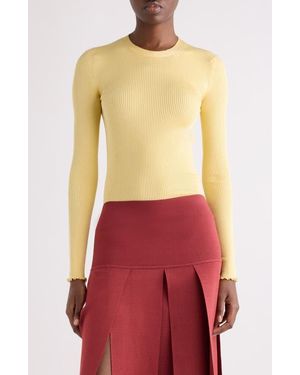Alaïa Lettuce Edge Rib Silk Blend Sweater - Red