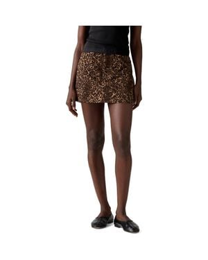 Levi's Icon Leopard Denim Miniskirt - Brown