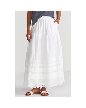 Lands' End Voile Tiered Eyelet Maxi Skirt - White