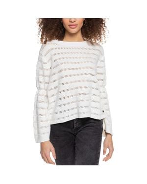 Roxy Aloha Open Stitch Cotton Blend Sweater - White