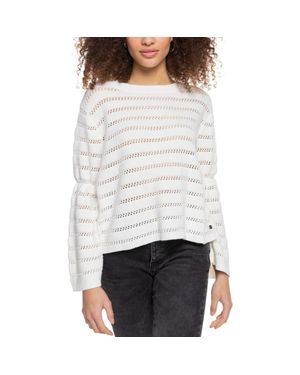 Roxy Aloha Open Stitch Cotton Blend Sweater - White