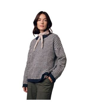 Celtic & Co. Micro Check Funnel Neck Sweater - Gray