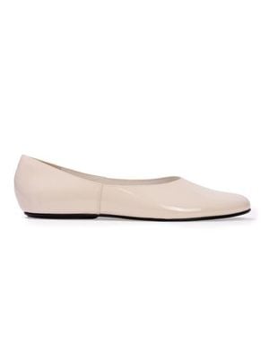 Black Suede Studio Ezra Ballet Flat - White