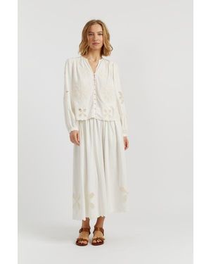 Chinti & Parker Linen-Blend Broderie Blouse - Natural