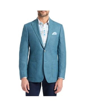 Robert Graham Fawler Tailored Fit Linen & Wool Herringbone Sport Coat - Blue