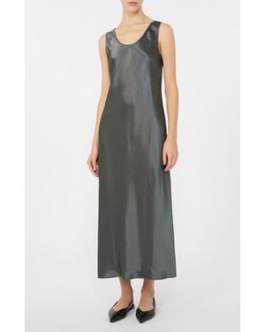 MM by Max Mara Talete Metallic Satin Slipdress - Gray