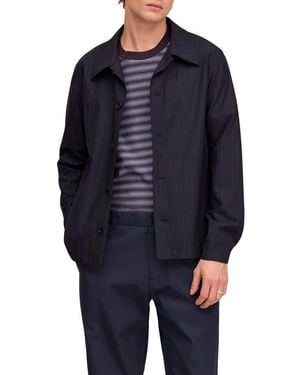 NN07 Zander Pinstripe Shirt Jacket - Blue