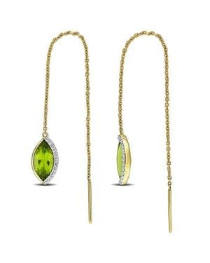 Julianna B Gemstone & Diamond Threader Earrings 14K - Metallic