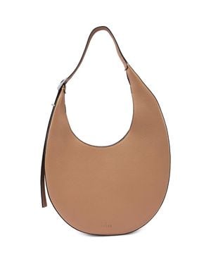 BEHNO Ina Medium Pebbled Leather Crescent Bag - Brown