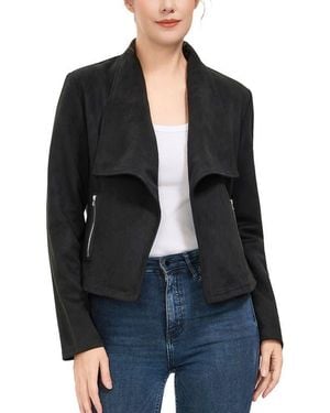 Kimi + Kai Faux Suede Open Front Jacket - Black