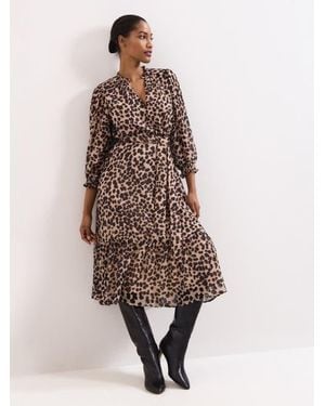 Phase Eight Carra Leopard Midi Dress - Natural