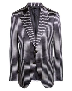 Tom Ford Stripe Fluid Silk Faille Jacket - Black