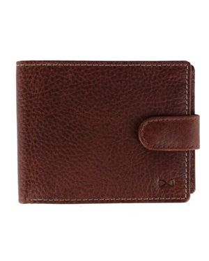 Trafalgar Parker Pebbled Leather Bi-Fold Wallet With Id Window And Popper Fastener - Brown