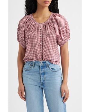 Doen June Organic Cotton Gingham Top - Red