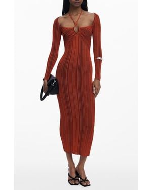 Desigual Fitted Dress With A Crossover Neckline - Red