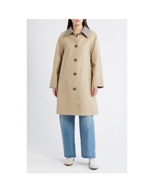 Bernardo Long Check Collar Raincoat - Natural