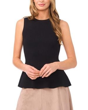 Halogen® Sleeveless Peplum Rib Top - Black