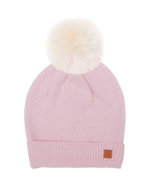 Northern Classics Knit Winter Hat With Faux Fur Pom - Pink