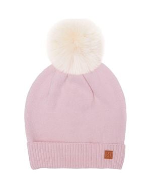 Northern Classics Knit Winter Hat With Faux Fur Pom - Pink